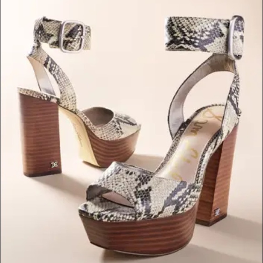 Sam Edelman Embossed Leather Platform Ankle Strap